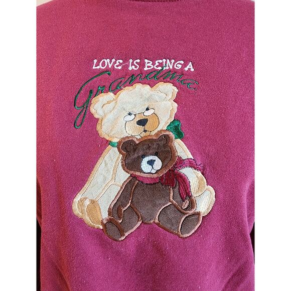 VTG Teddy Bear Sweatshirt Women's SZ Medium Grandmacore - Picture 5 of 7